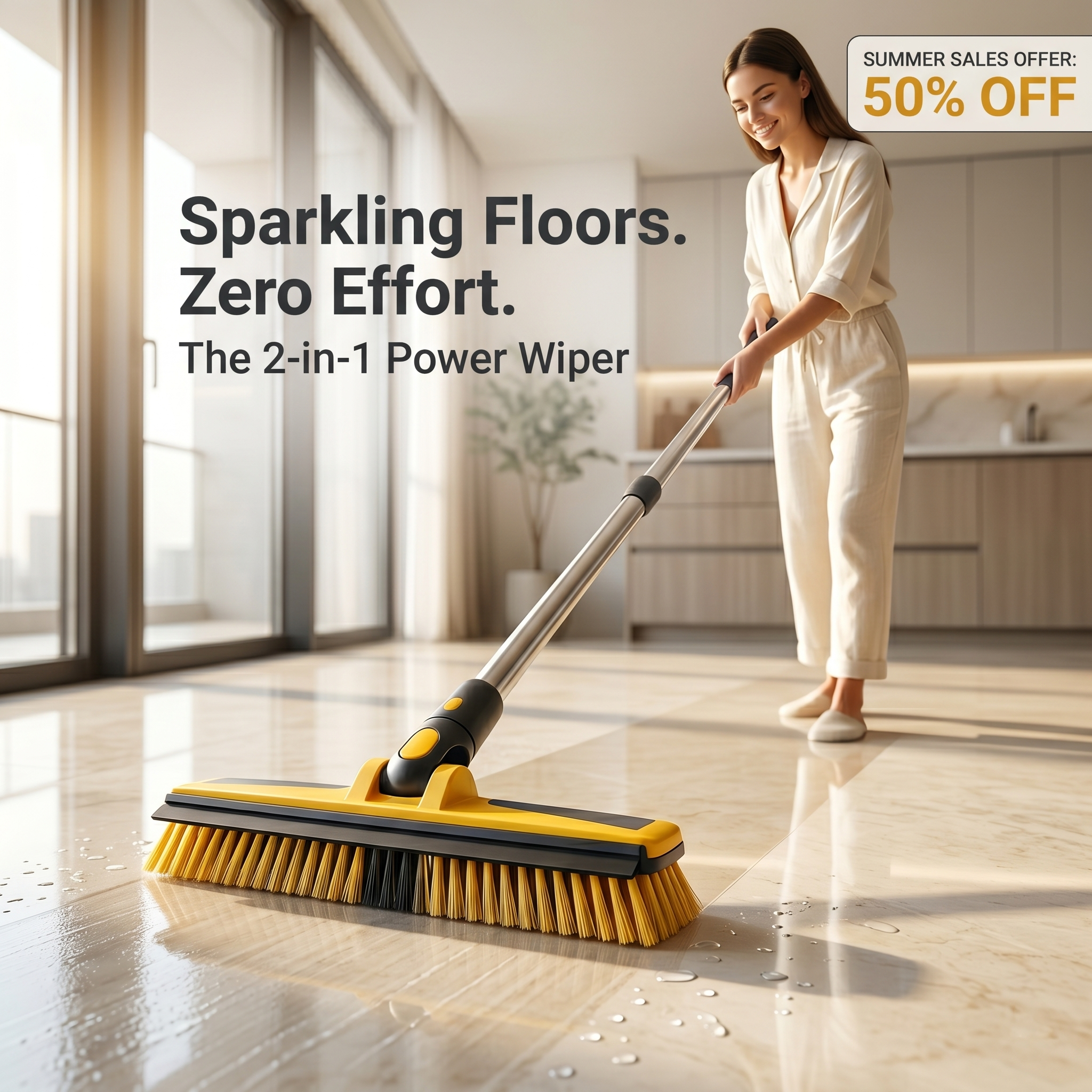 Sparkling Floors. Zero Effort. The 2-in-1 Power Wiper